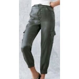 Anthropologie Green Shimmer Cargo Jogger Pants XL Utility Tapered